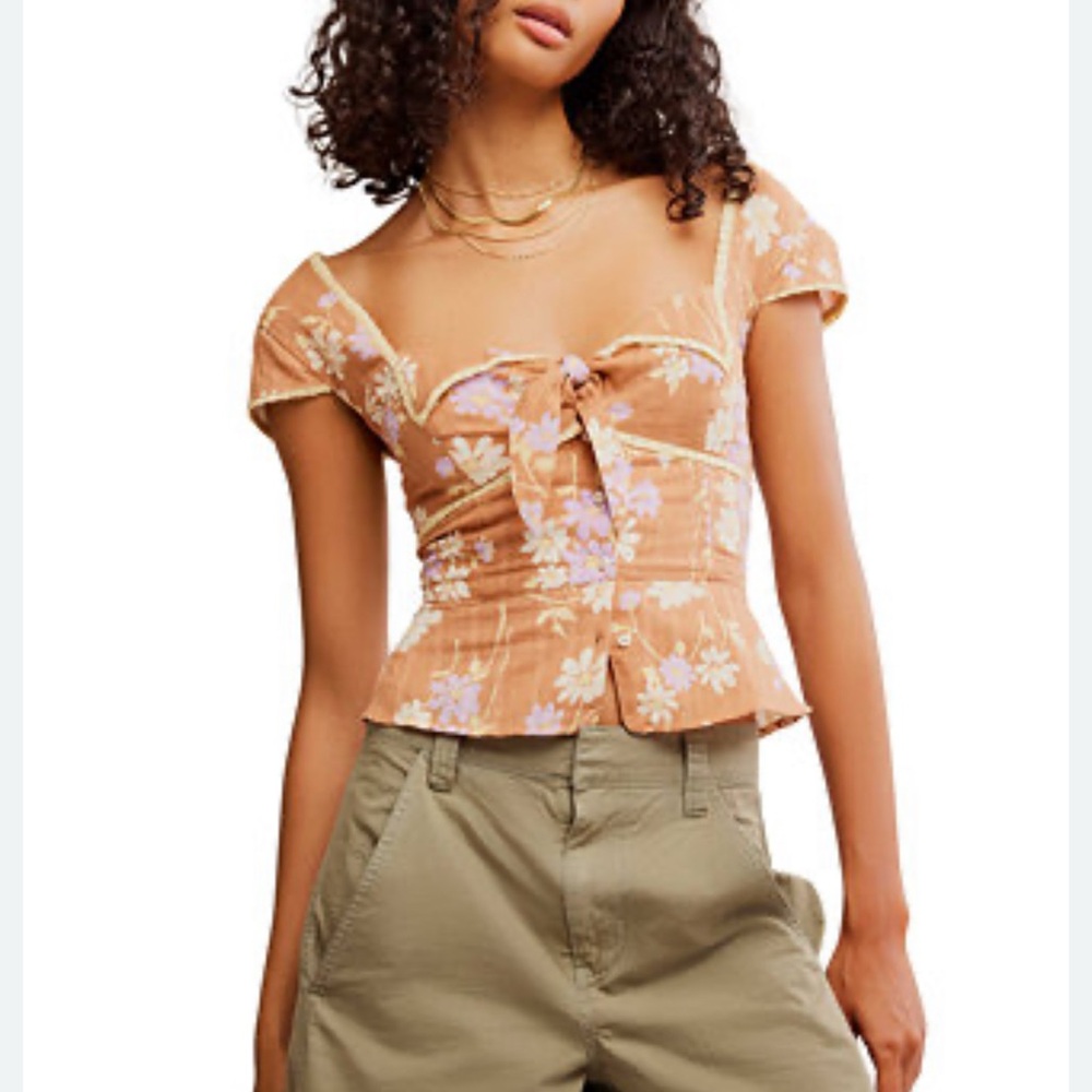 Free People Call Me Baby Floral Blouse Medium